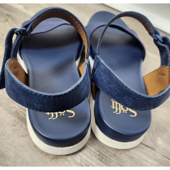 Sofft Women's Sz. 7.5 Navy Blue Adjustable Open Toe Sandals - Picture 3 of 7